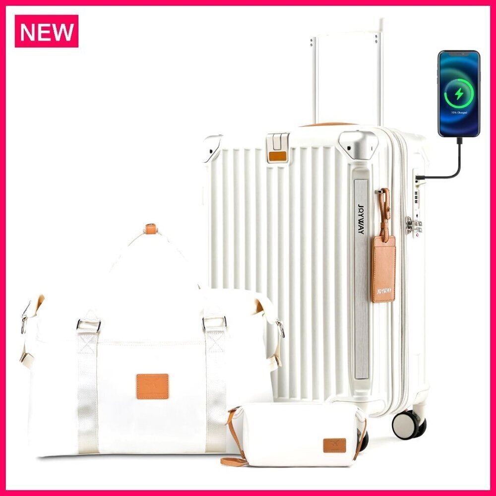 20in Carry-On Luggage Set with USB Port, Expandable, TSA Lock, Cup Holder
